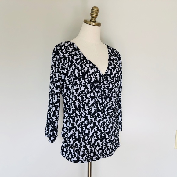 Pullover Stretch Pullover Petite XL Black White V Neck COLDWATER CREEK - Picture 5 of 10